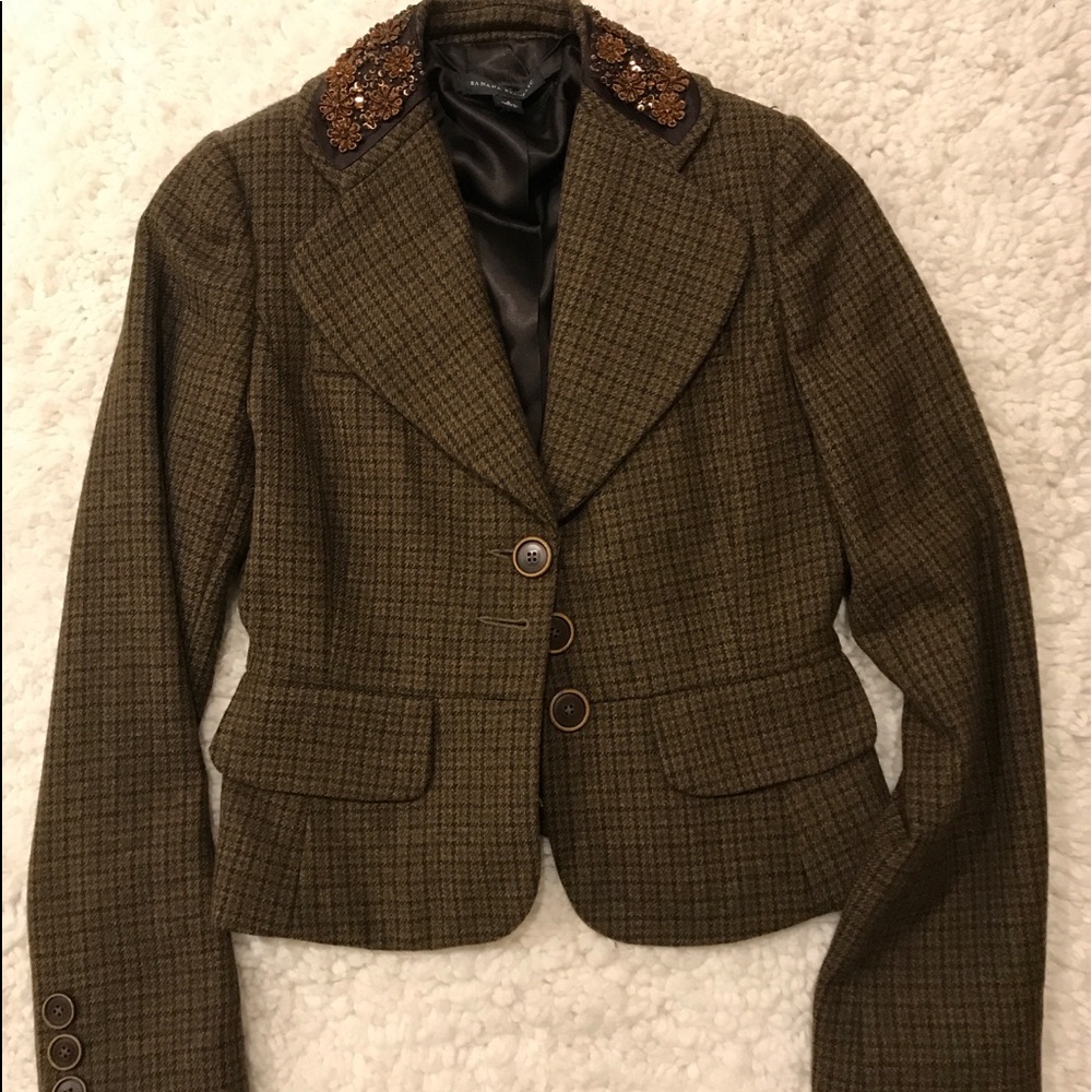 BANANA REPUBLIC blazer with beaded collar detail!